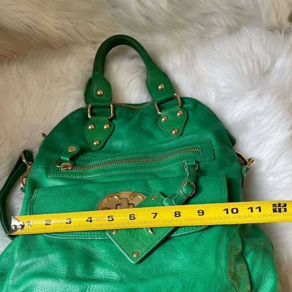Emma Fox leather green Satchel/Shoulder bag with gold tone hardwares and accents
